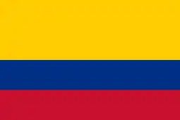 Flag of Colombia. The asymmetric design of the flag is based on the old Flag of Gran Colombia. The yellow color represents the golden treasure taken from Colombia over the centuries.