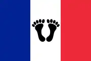 Tricolore flag with two black feet