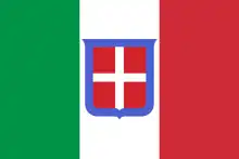 Civil flag of the Kingdom of Italy from 1861 to 1946. Presently used by Italian monarchists.