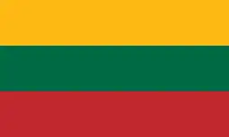 Flag of Lithuania (1918 to 1940, restored in 1989, modified in 2004). Yellow represents the sun, light and goodness.