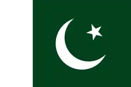 The Pakistani flag has a dark green to symbolize the muslim-majority population, and it is also one of the many muslim flags with a star-and-crescent.