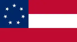 1861–1865  CS flag in 1861 when Texas became a part of the Confederacy (for further CS flags, see Flags of the Confederate States of America § National flags)