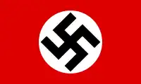 Flag of the Nazi Party (National Socialist German Workers' Party, NSDAP), bearing the swastika, the premier symbol of Nazism which remains strongly associated with it in the Western world.