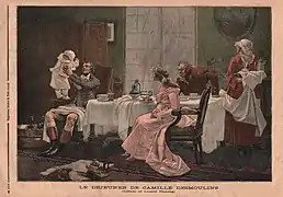 Le déjeuner de Camille Desmoulins, tableau de François Flameng reproduit dans le Supplément illustré du Petit Journal (5 November 1892).