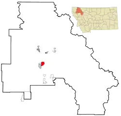 Location of Evergreen, Montana