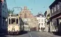 Flensburg's tramway in front of the Nordertor in 1972