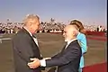 Ezer Weizman greeting King Hussein of Jordan