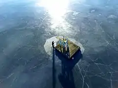 A floating dock in the lake