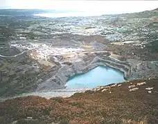 Flooded pit at the Penrhyn Quarry from Y Fronllwyd