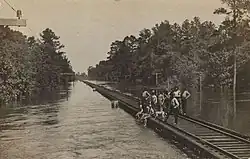 Flooded railroad bridge on May 7, 1909 in Escatawpa