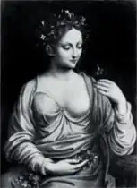 Attributed to Francesco Melzi, Flora, ca. 1510. Oil on panel. Whereabouts unknown (formerly Paris, Prince I. de Baranowicz collection).