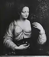 After Francesco Melzi, "La Colombina (Flora)," after mid-16th century. Oil on cradled panel, 29 1/2 × 25 in (74.93 × 63.5 cm). Virginia Museum of Fine Arts (53.29.4).