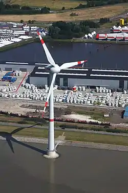 E-112 at Ems Emden, Enercon's only offshore wind turbine installed to date
