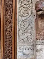 Italian scroll decoration: Medieval, inhabited, at right, Renaissance? at left