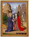 The Visitation by Horenbout. Margaret of Austria, is portrayed as Elizabeth.