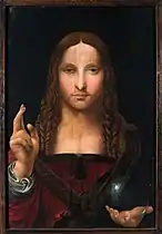 Follower of Leonardo da Vinci, Salvator Mundi (1508–1513), Museum of San Domenico Maggiore, Naples.