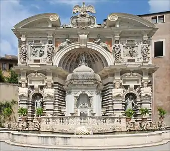 The Fountain of the Organ, with its Castellum aqua, or water castle, behind it.