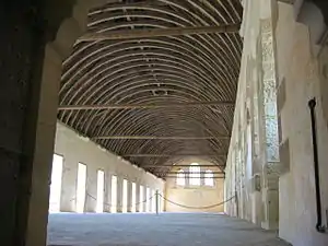 The dormitory at Fontenay Abbey, France. Present roof, early 1500s.