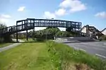 Pedestrian overbridge at Bedstead Corner, Douglas, with Hailwood Avenue junction to right