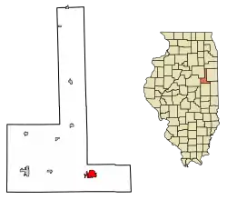 Location of Paxton in Ford County, Illinois.
