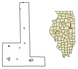 Location of Sibley in Ford County, Illinois.