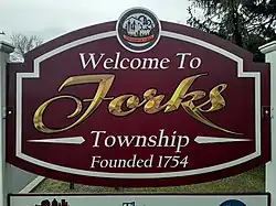 Welcome sign in Forks Township, November 2020