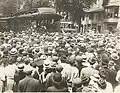 Former president Theodore Roosevelt delivers a whistle-stop speech during his third party campaign as the nominee of the "Bull Moose" Progressive Party in the 1912 presidential election