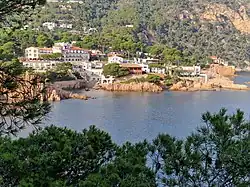 The village of Fornells viewed across the bay of Aiguablava