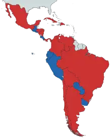 Image 2In blue countries under right-wing governments and in red countries under left-wing and centre-left governments as of 2023 (from History of Latin America)