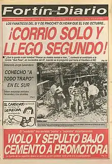 Front page of Fortín Mapocho's iconic 11 October 1988 edition.
