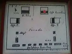 Fort Mason plan: The red dot indicates the location of the reconstructed officer's quarters.