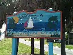 Welcome to Fort Myers Beach sign on the mainland (San Carlos Island) side