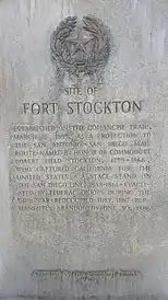 Fort Stockton historical marker established by Texas Historical Commission