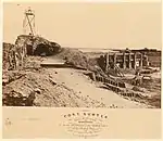 Interior view of Ft Sumter in 1865; at left is the "Light house" of Ft Sumter