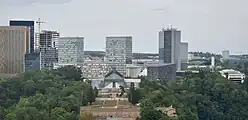 Kirchberg's European district with Fort Thüngen and the Mudam in the foreground