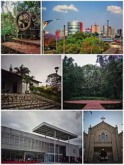 From above, clockwise: Santa Luzia Cave Ecological Park; partial view of the city center from the Matriz neighborhood; Baron of Mauá Museum; Guapituba Ecological Park Alfredo Klinkert Junior; Anselmo Haraldt Walendy Municipal Theater and Church of the Immaculate Conception of Mauá in the Matrix.