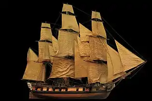 A sailing corvette scale model in the Trianon model collection