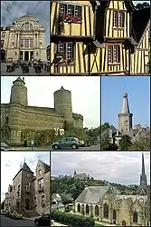 From left to right and top to bottom: 1. Victor Hugo Theatre, 2. Timbered house, 3. The château, 4. The belfry, 5. The town hall, 6. The Church of St. Sulpice