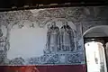 Mural work depicting four saints: two unknown male saints, along with Claire and Helen, C in the Sala de Profundis of the cloister of the San Miguel Arcangel monastery in Huejotzingo, Puebla, Mexico.