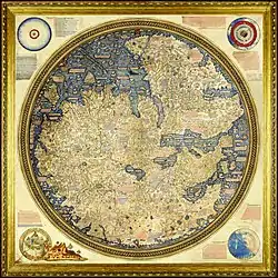 Image 7The Fra Mauro map, a medieval European map, was made around 1450 by the Italian monk Fra Mauro. It is a circular world map drawn on parchment and set in a wooden frame, about two meters in diameter. (from History of cartography)