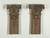 Two fragments of French pilasters, made of oak, in the Cooper Hewitt, Smithsonian Design Museum (New York City)