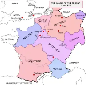 map of 7th century Frankish lands