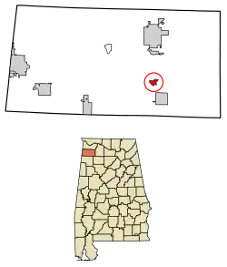 Location of Spruce Pine in Franklin County, Alabama.