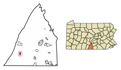 Location of Mercersburg in Franklin County, Pennsylvania.