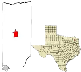 Location in Franklin County and the state of Texas.