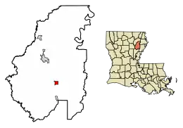 Location of Gilbert in Franklin Parish, Louisiana.