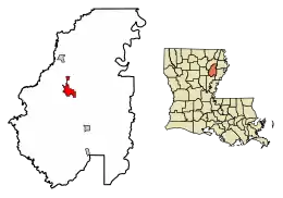 Location of Winnsboro in Franklin Parish, Louisiana.