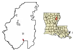 Location of Wisner in Franklin Parish, Louisiana.