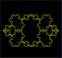 Fractal elongated Koch snowflake (Siamese) tiled with infinite copies of itself