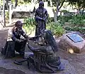 Bronze statue "Lasting Friendship" in Fredericksburg park commemorating the peace treaty between local settlers and the Comanche.
